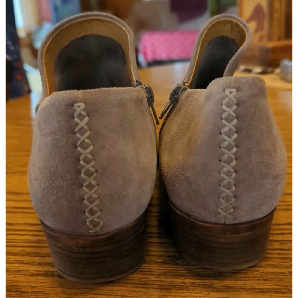Lucky Brand Women's 9.5 M Gray Leather Zip Ankle Booties Boots Brixlee Low 1.75" - Picture 3 of 9